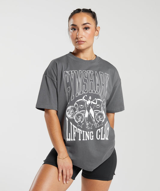 Gymshark Lifting Graphic Oversized T-Shirt - Dark Grey