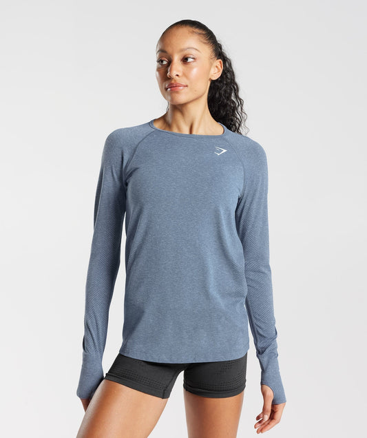 Gymshark Vital Light Long Sleeve Top - Evening Blue Marl