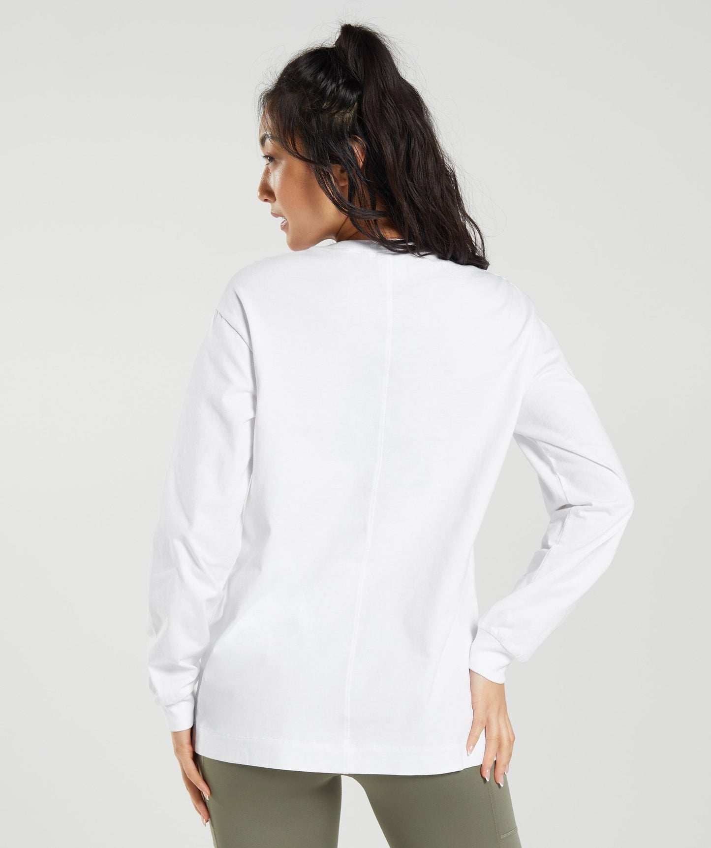 Gymshark Cotton Oversized Long Sleeve Top - White