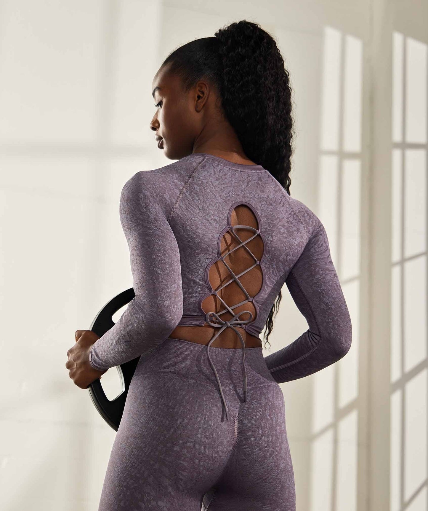 Gymshark Adapt Animal Seamless Lace Up Back Top - Wild | Musk Lilac