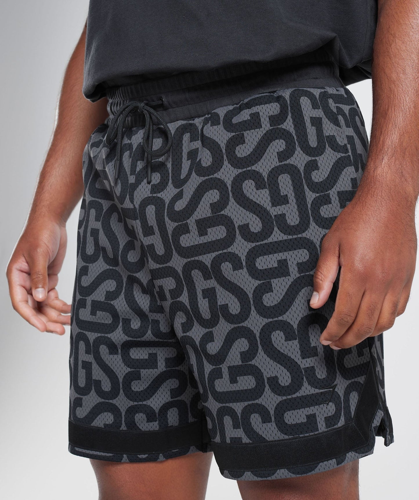 Gymshark Monogram Mesh Shorts - Black/Onyx Grey
