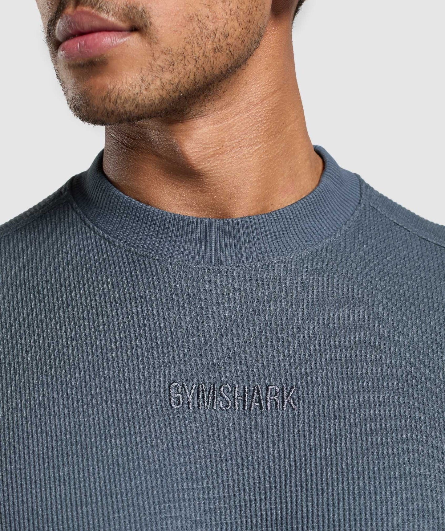 Gymshark Waffle Oversized T-Shirt - Titanium Blue