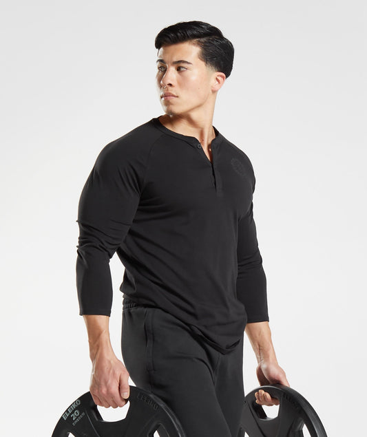 Gymshark Legacy Henley Top - Black