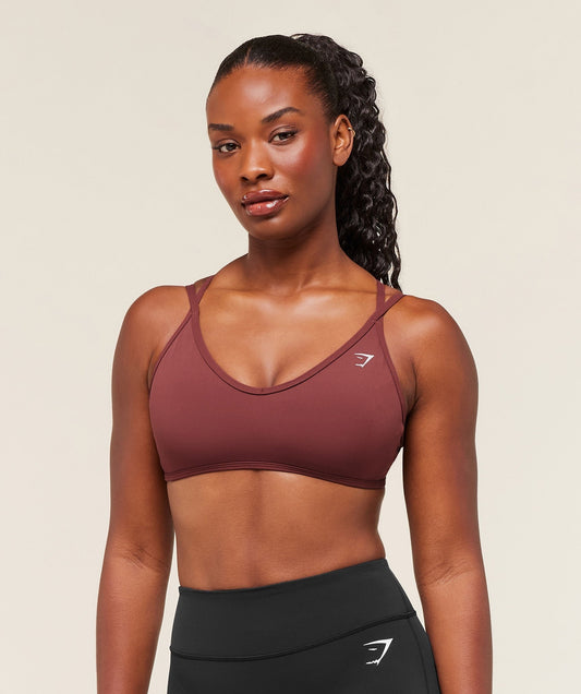 Gymshark Back Gains Sports Bra - Burgundy Brown