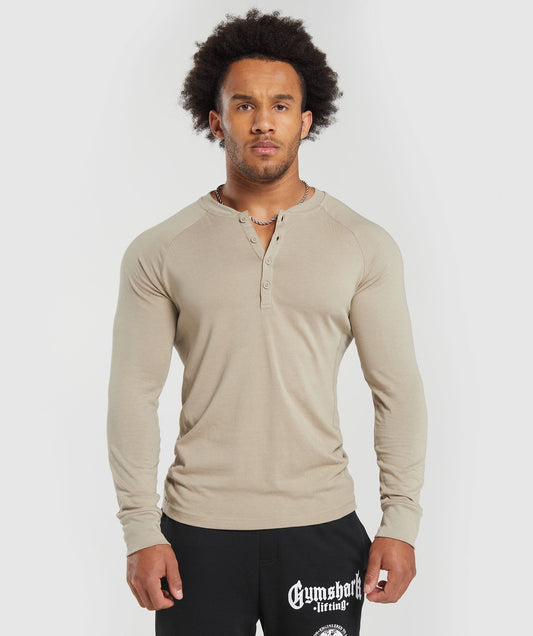 Gymshark Rest Day Essentials Henley - Sand Brown