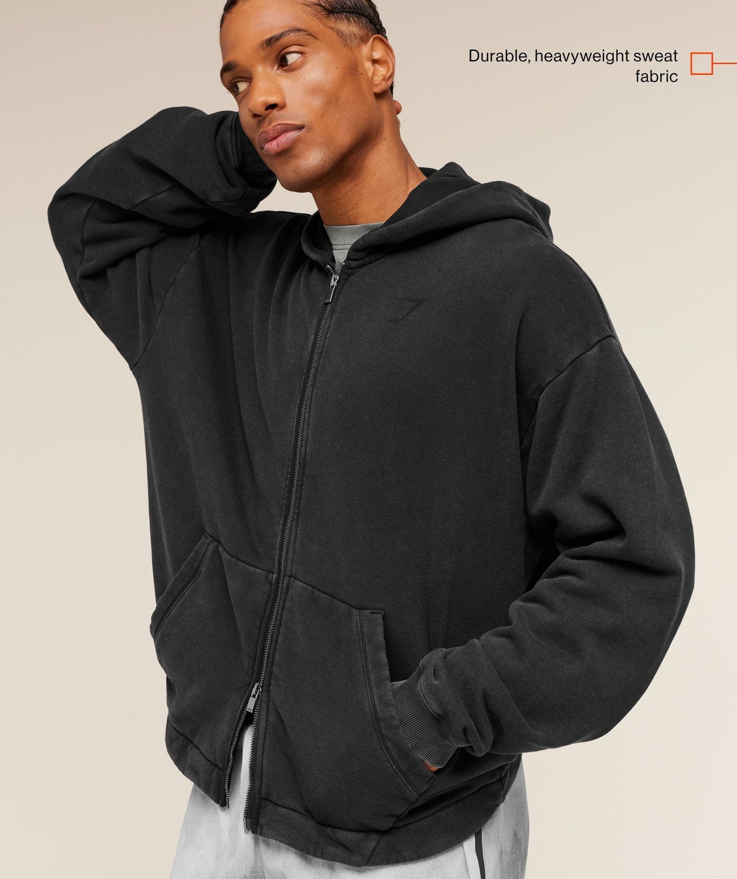 Gymshark Conditioning Club Washed Zip Through Hoodie - Black/Wash