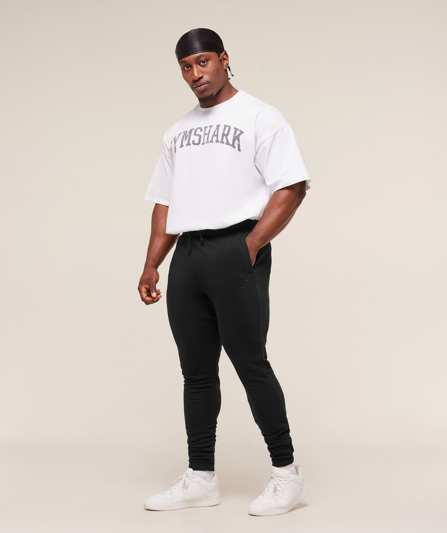 Gymshark Power Wordmark Joggers - Black/Asphalt Grey
