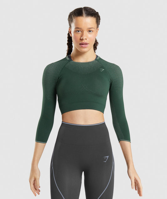 Gymshark Apex Seamless Crop Top - Obsidian Green/Cucumber Green