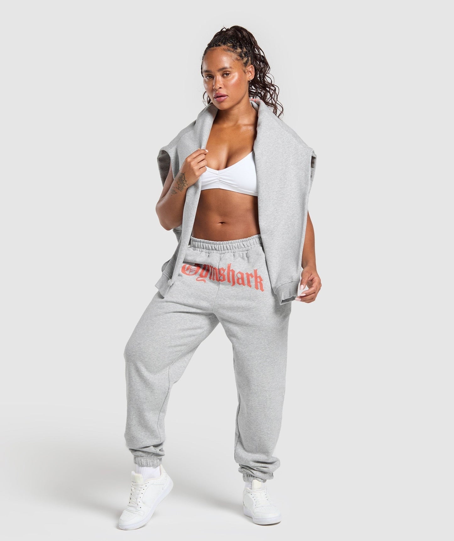 Gymshark Strength Department Graphic Joggers - Light Grey Core Marl