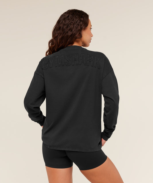 Gymshark Power Washed Long Sleeve Top - Black/Acid Wash