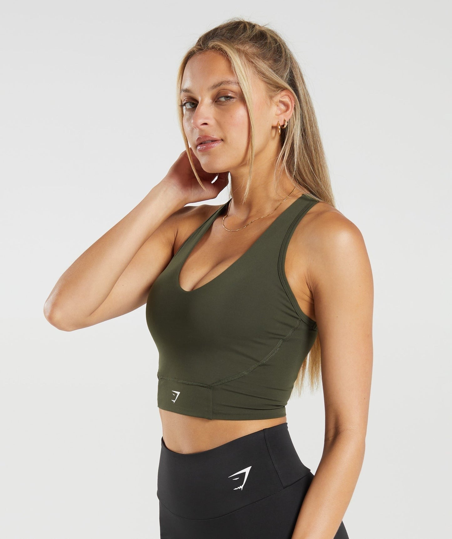 Gymshark Crop Mesh Tank - Deep Olive Green