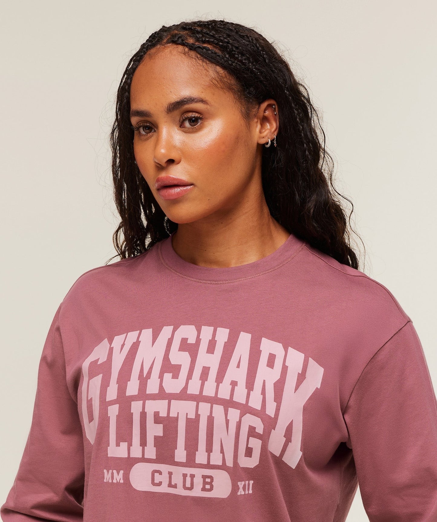 Gymshark Lifting Club Graphic Oversized Long Sleeve T-Shirt - Reset Pink