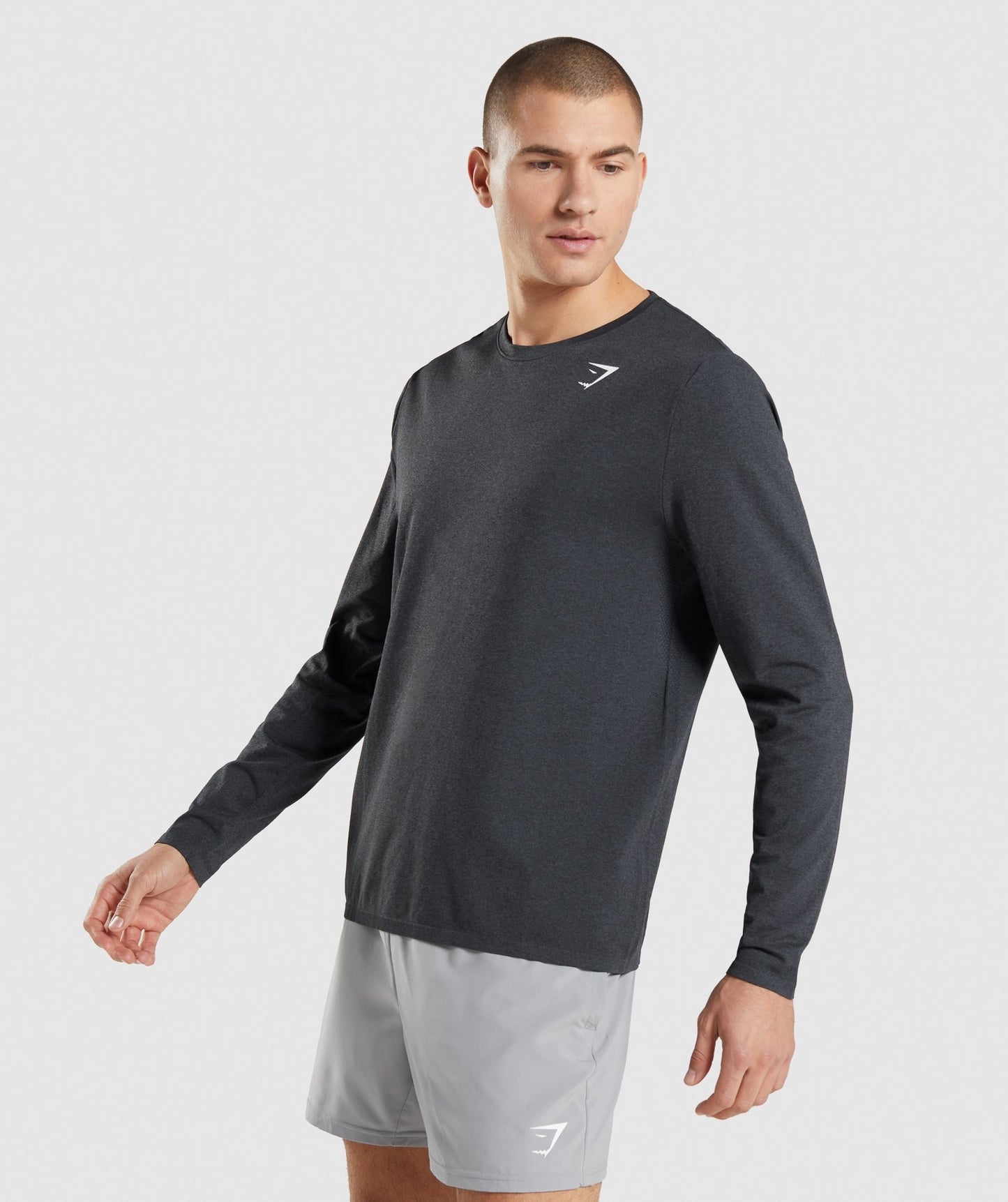 Gymshark Arrival Seamless Long Sleeve T-Shirt - Black Marl