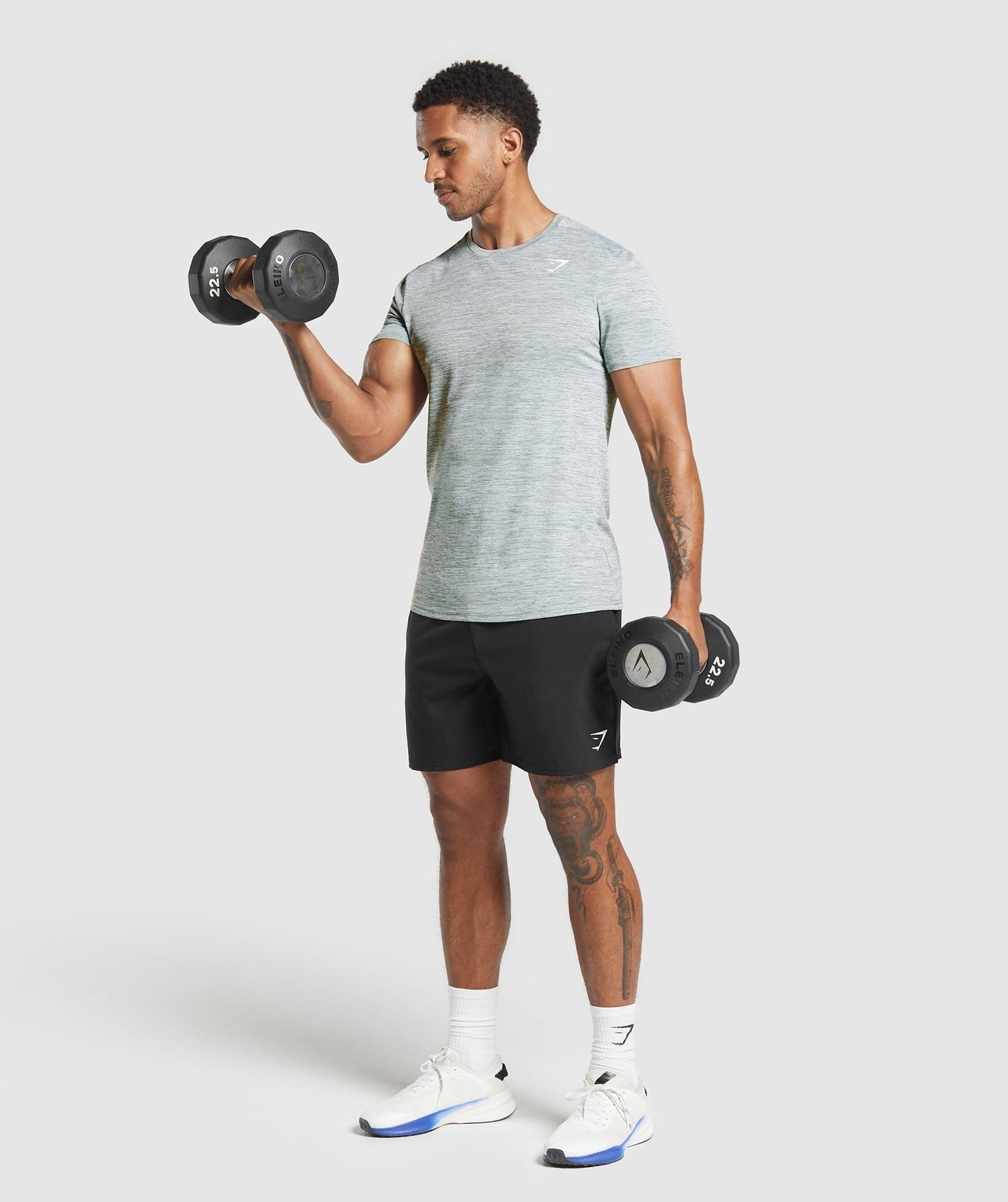 Gymshark Arrival Marl T-Shirt - Celeste Blue/White Marl