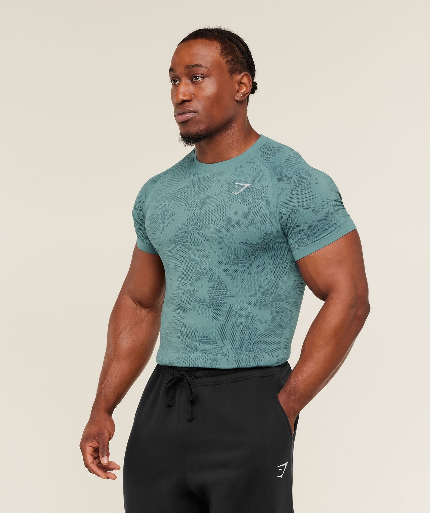 Gymshark Geo Seamless T-Shirt - Storm Blue / Stealth Blue