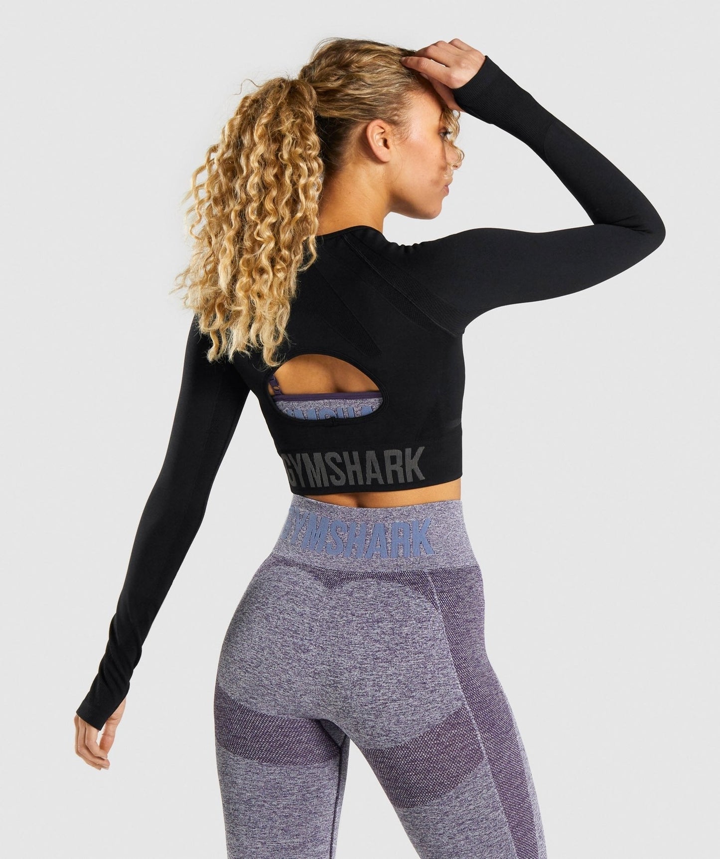 Gymshark Flex Sports Long Sleeve Crop Top - Black/Charcoal