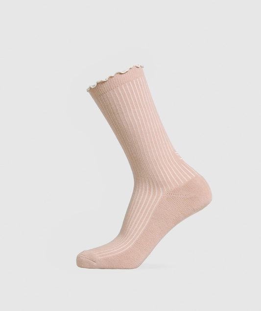 Gymshark Frill Crew Single Sock - Rest Pink/Oat White