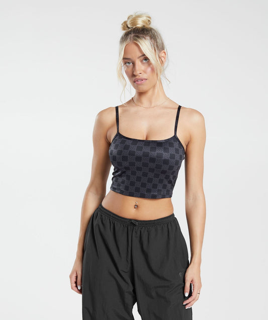 Gymshark Monogram Crop Cami Tank - Onyx Grey