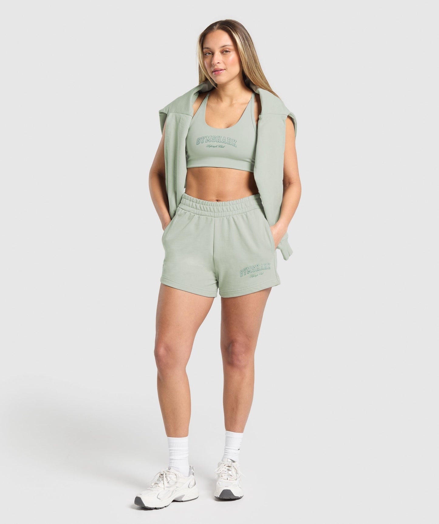 Gymshark Campus Classics Graphic Sweat Shortss - Stone Grey