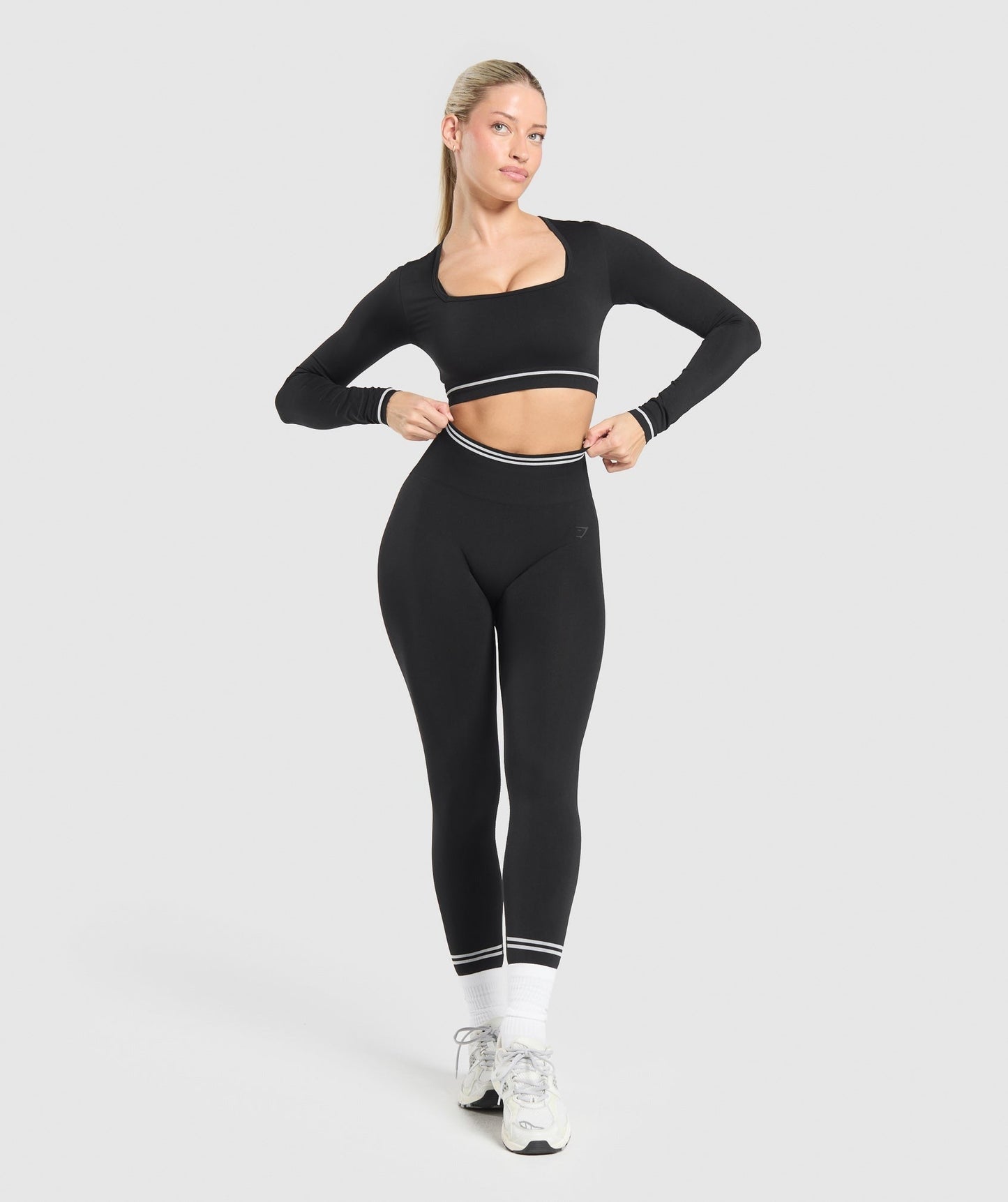 Gymshark Contrast Seamless Crop Top - Black