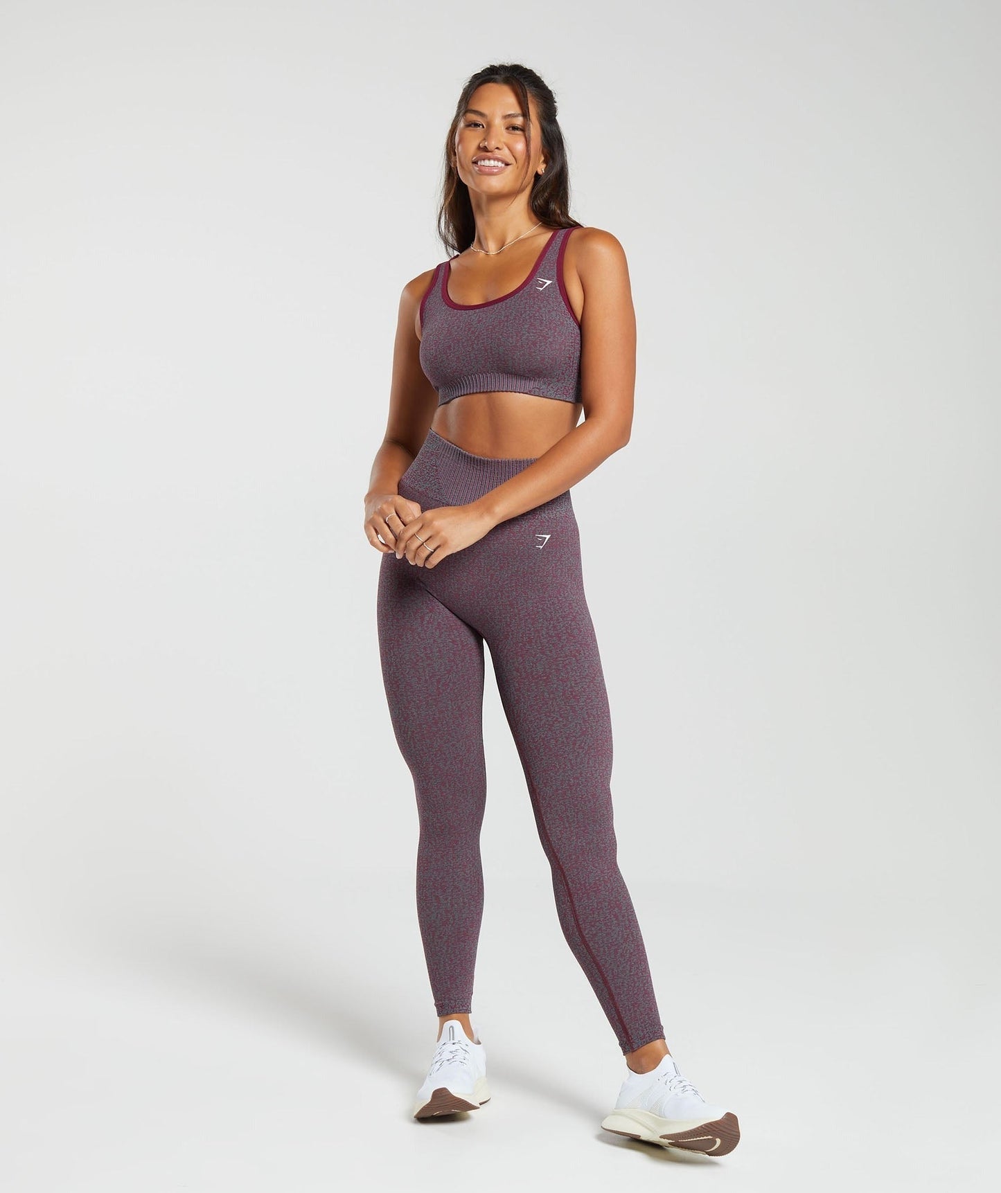 Gymshark Marl Seamless Scoop Bra - Plum Pink Marl/Dark Grey Marl/Plum Pink