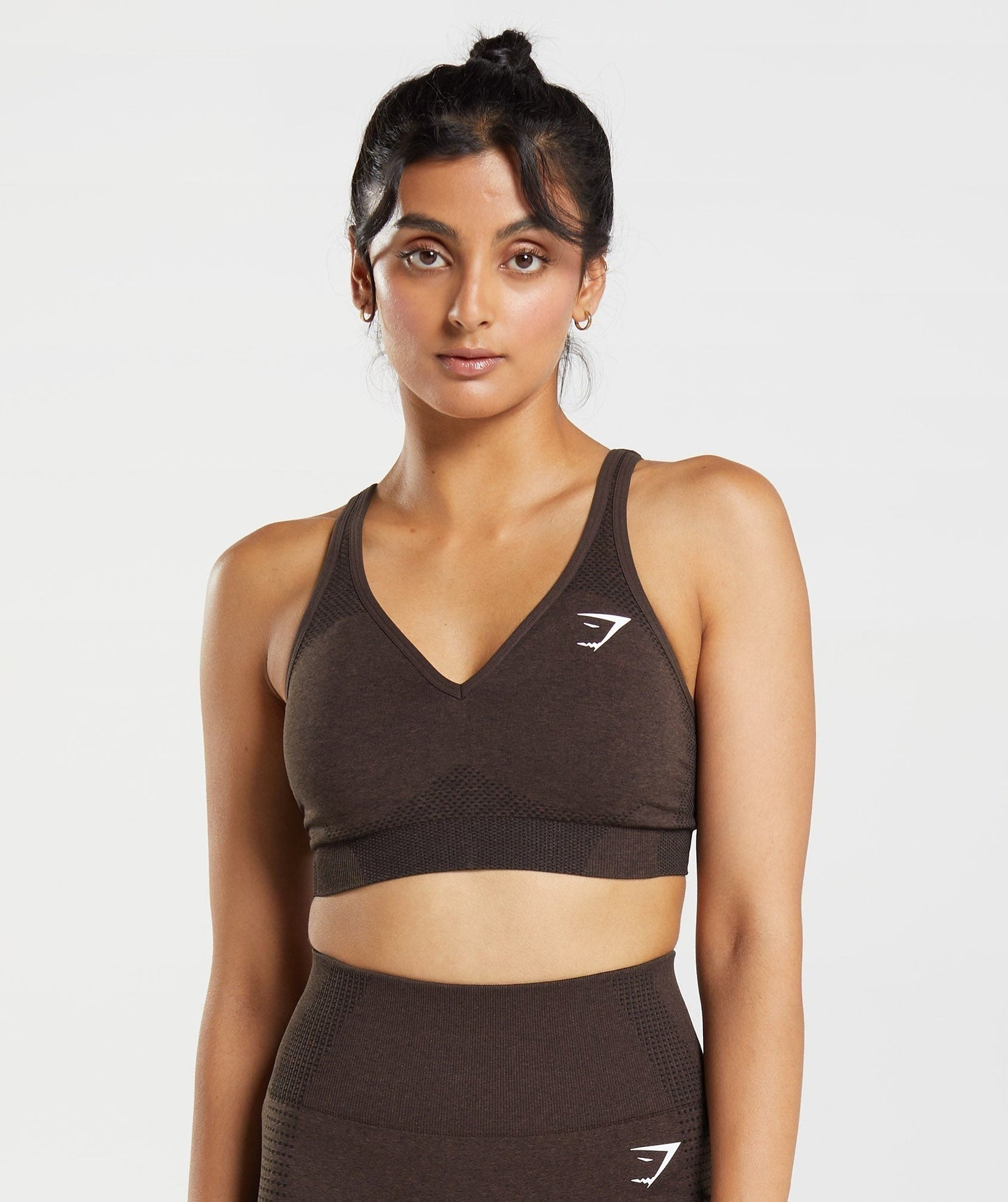 Gymshark Vital V Neck Sports Bra - Cherry Brown Marl