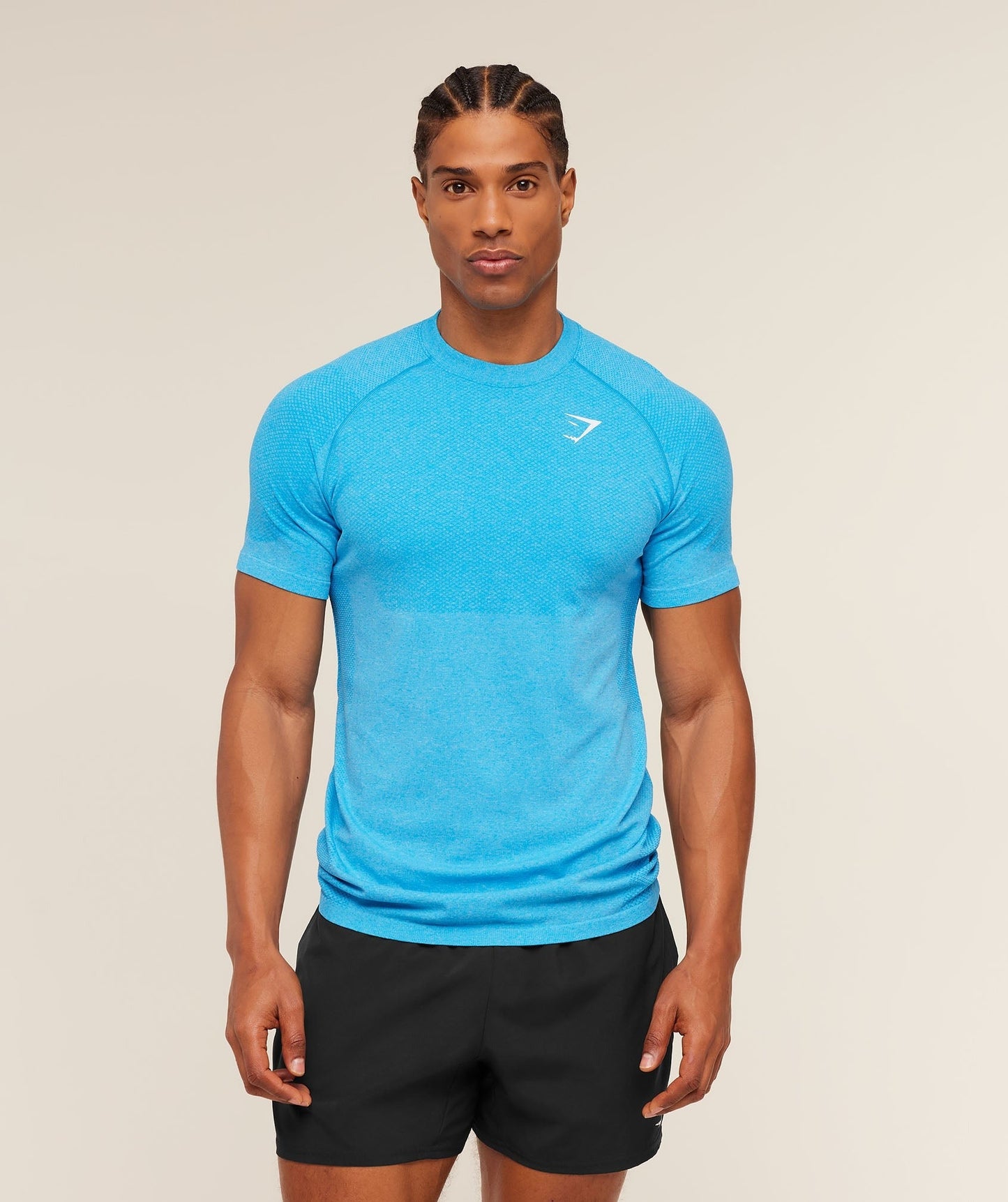 Gymshark Vital Seamless T-Shirt - White/Brand Blue