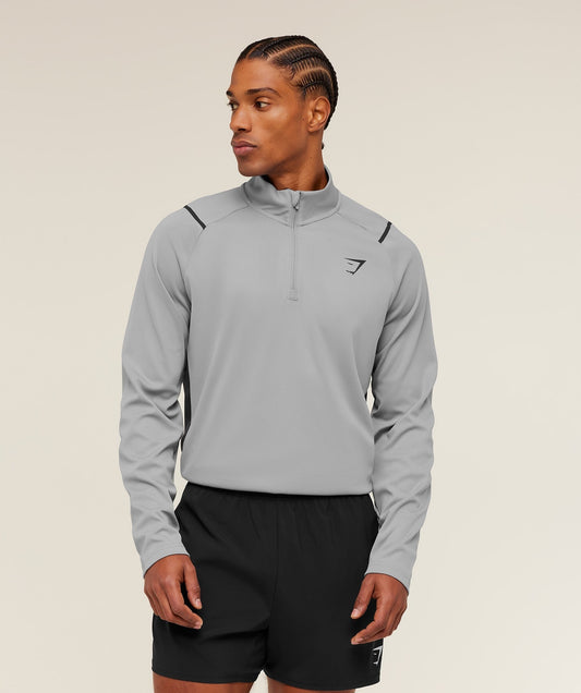 Gymshark Arrival Contrast 1/4 Zip - Smokey Grey / Grey