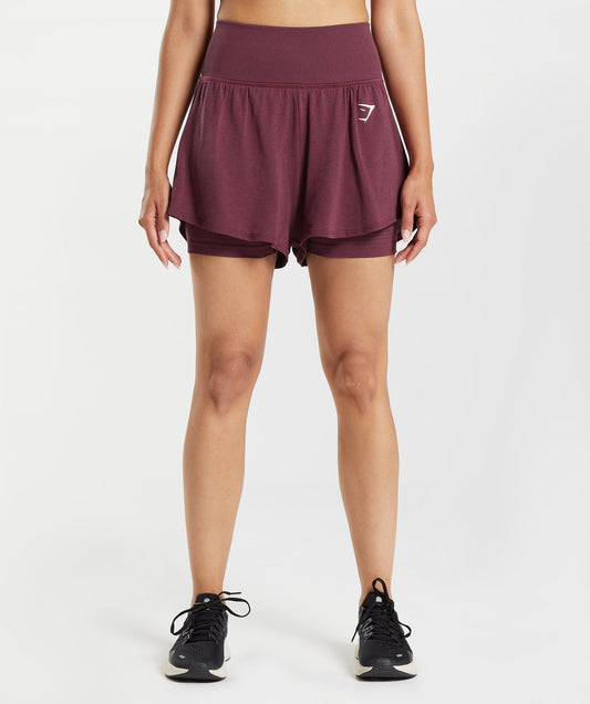 Gymshark Vital 2-in-1 Shorts - Baked Maroon Marl