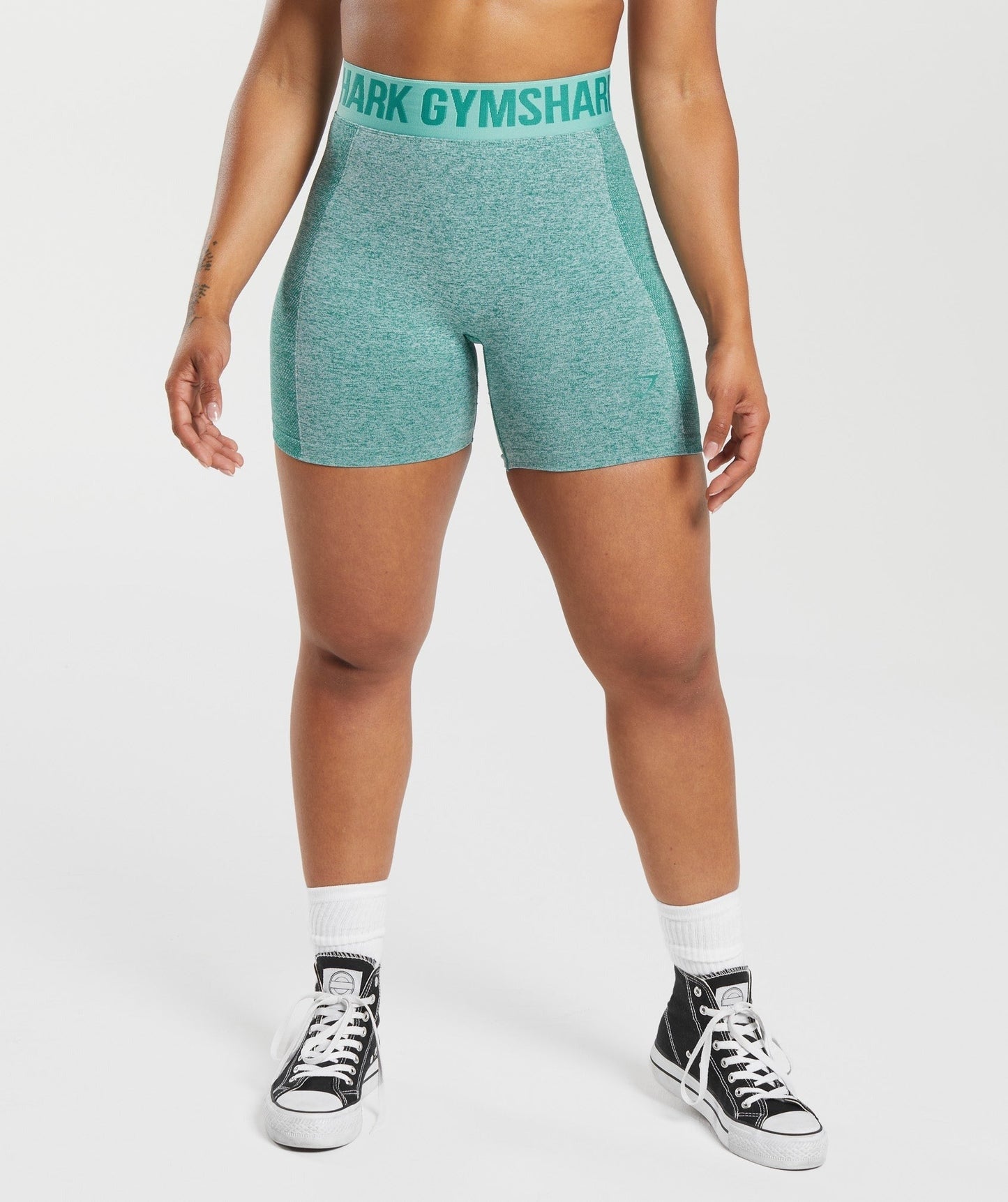 Gymshark Flex Shorts - Jewel Green/White Marl/Cornflower Blue