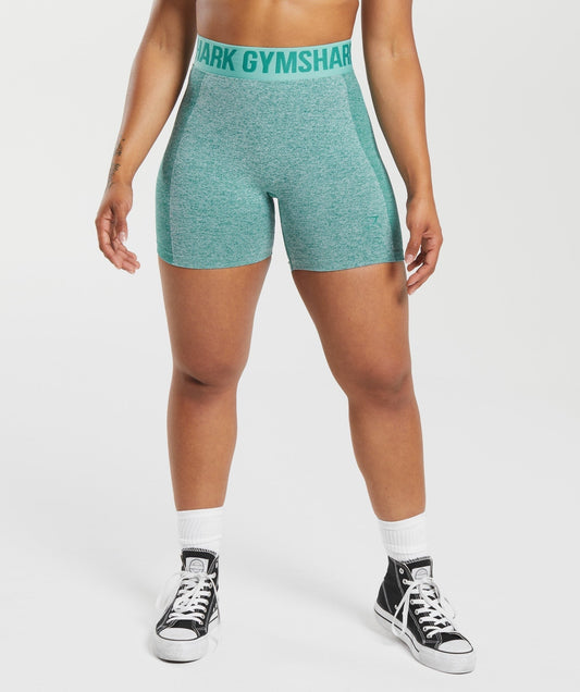 Gymshark Flex Shorts - Jewel Green/White Marl/Cornflower Blue