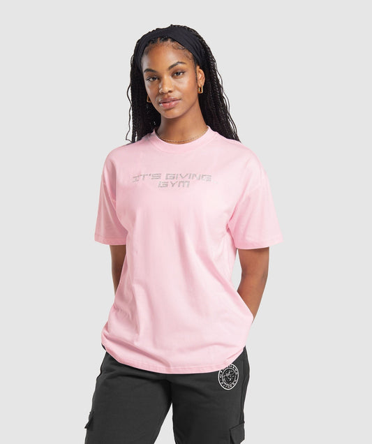 Gymshark Its Giving Gym Oversized T-Shirt - Dolly Pink