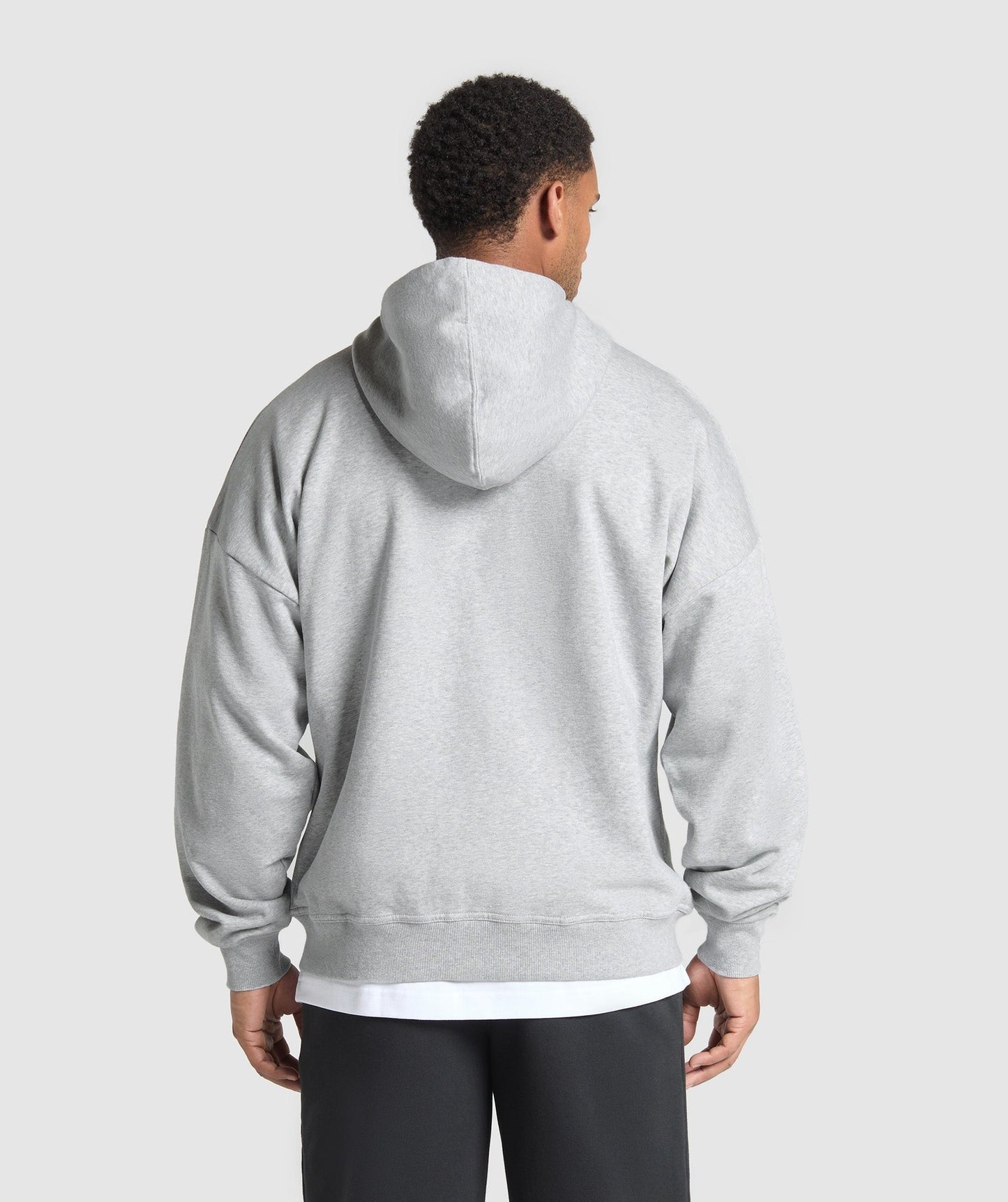 Gymshark Crest Oversized Zip Up Hoodie - Light Grey Core Marl