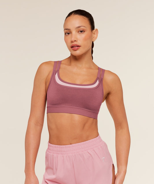 Gymshark Interval Seamless Medium Support Sports Bra - Reset Pink/Light Pink