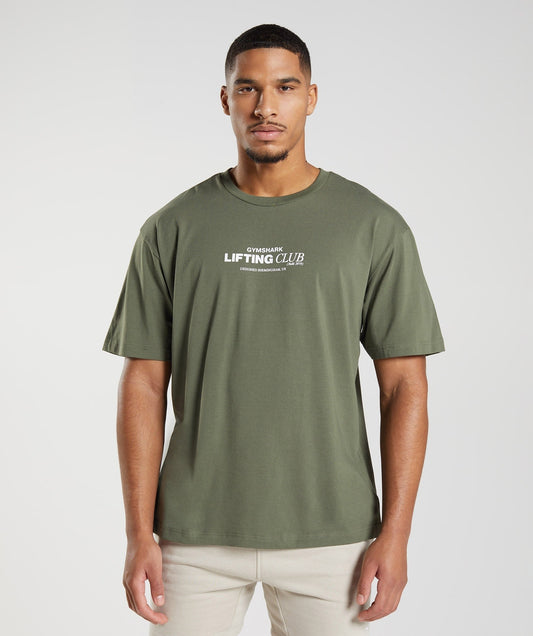Gymshark Social Club Oversized T-Shirt - Core Olive