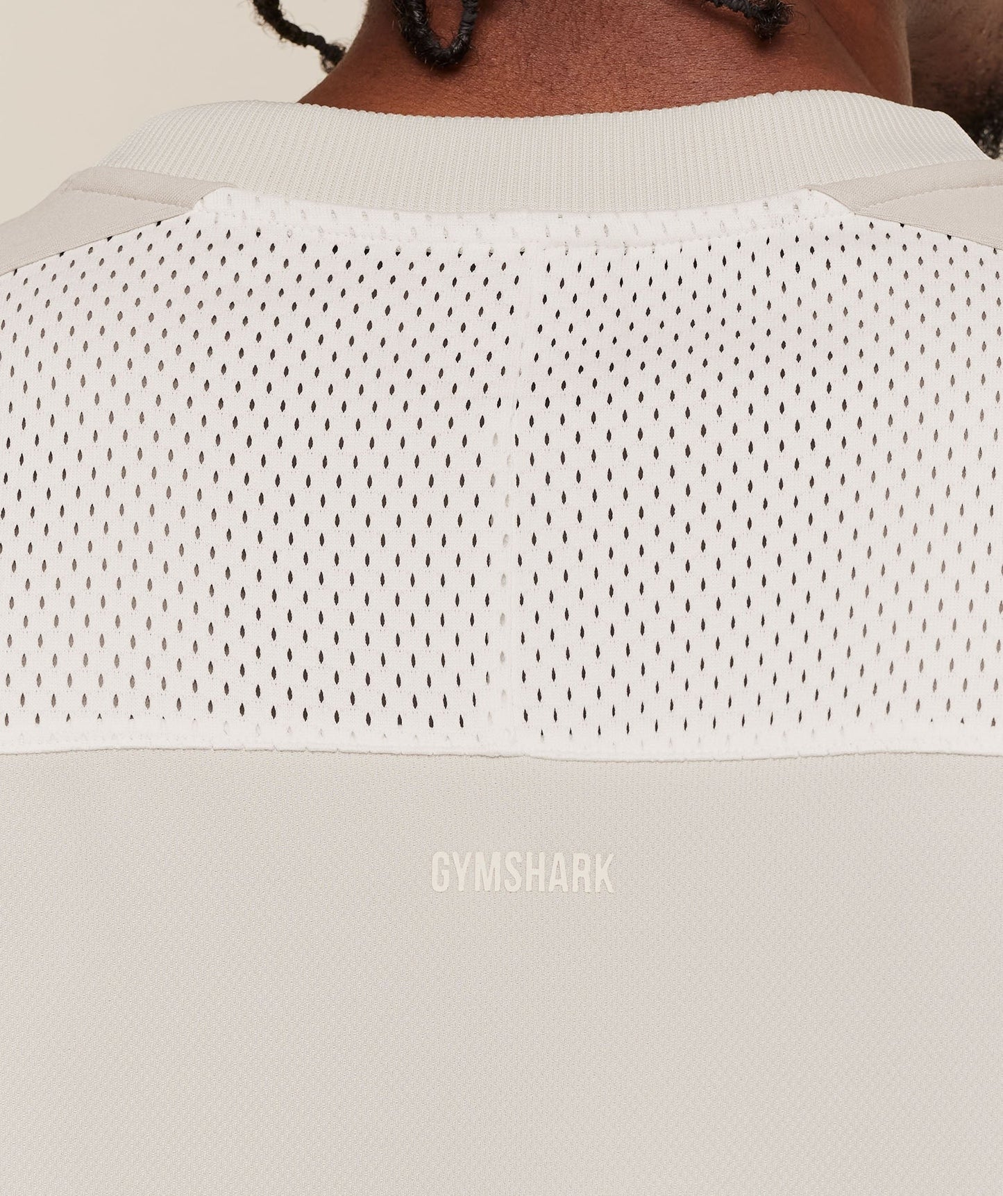 Gymshark Collective Mesh Wordmark Jersey - Tinted White/Soft White/Pebble Grey