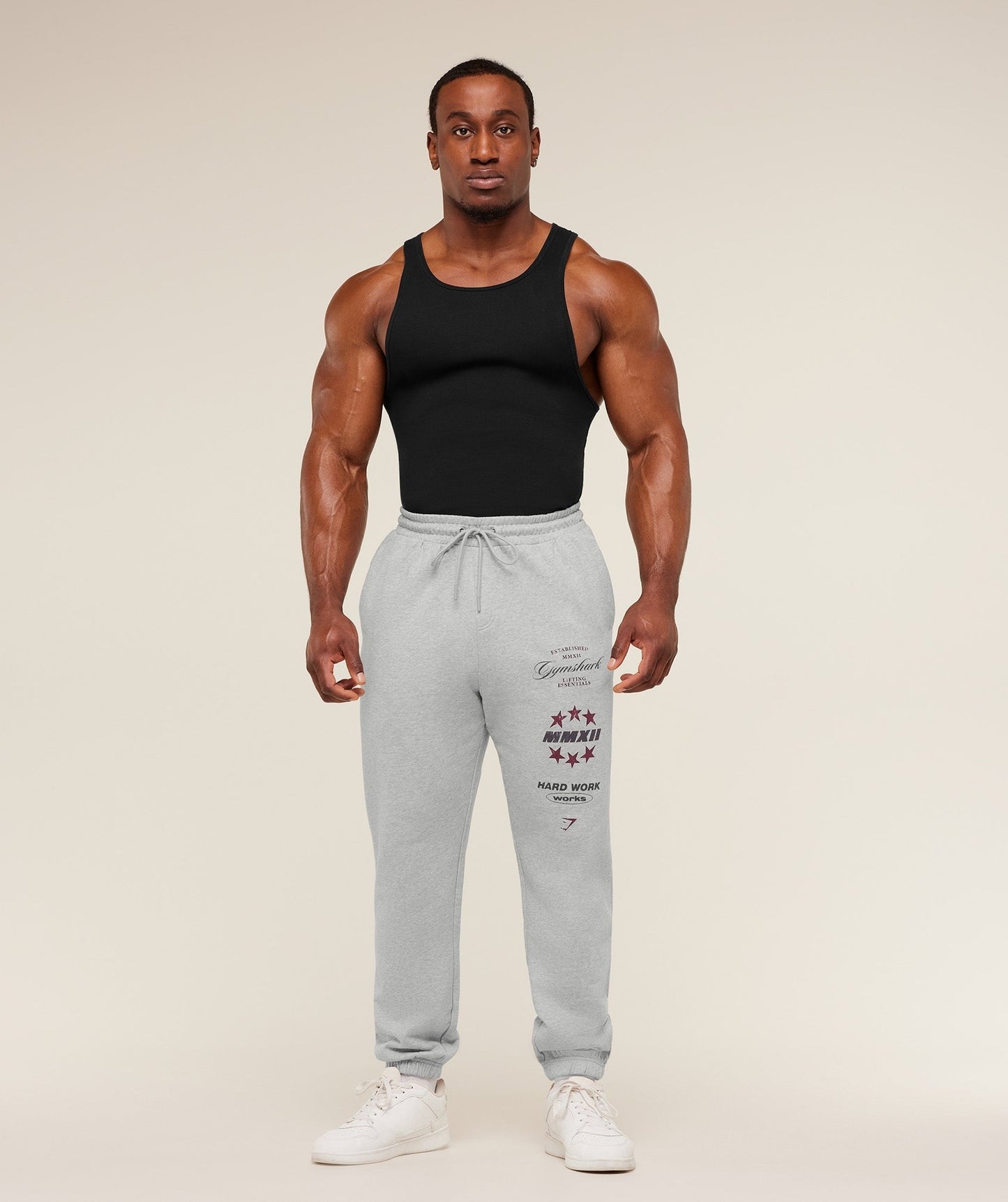 Gymshark Global Lifting Graphic Pants - Light Grey Core Marl