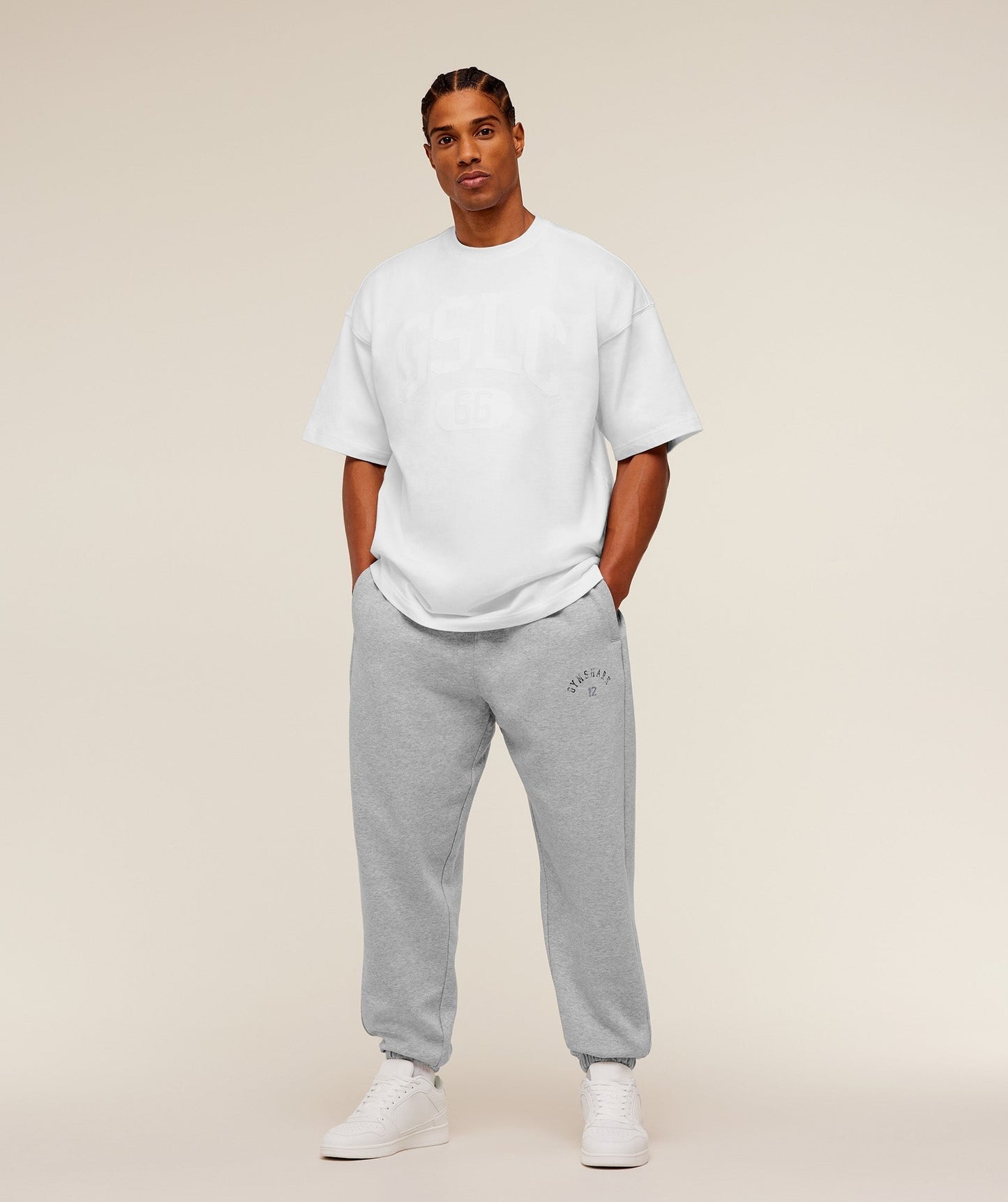 Gymshark 12 Graphic Joggers - Light Grey Core Marl