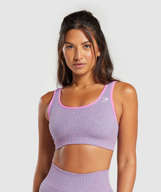 Gymshark Marl Seamless Scoop Bra - Light Pink/Light Blue Marl/Sherbet Pink
