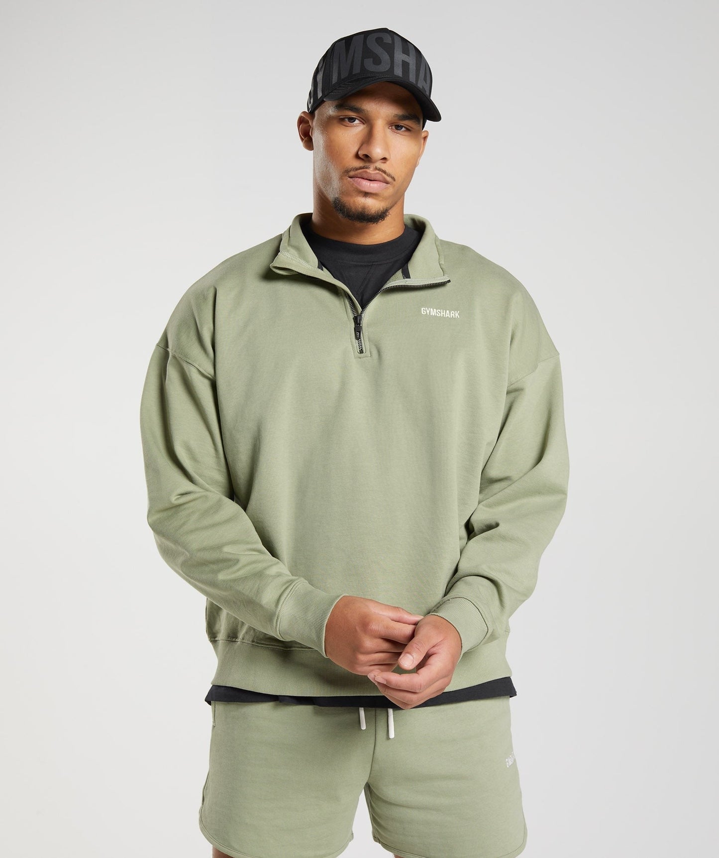 Gymshark Rest Day Sweats 1/4 Zip - Sage Green