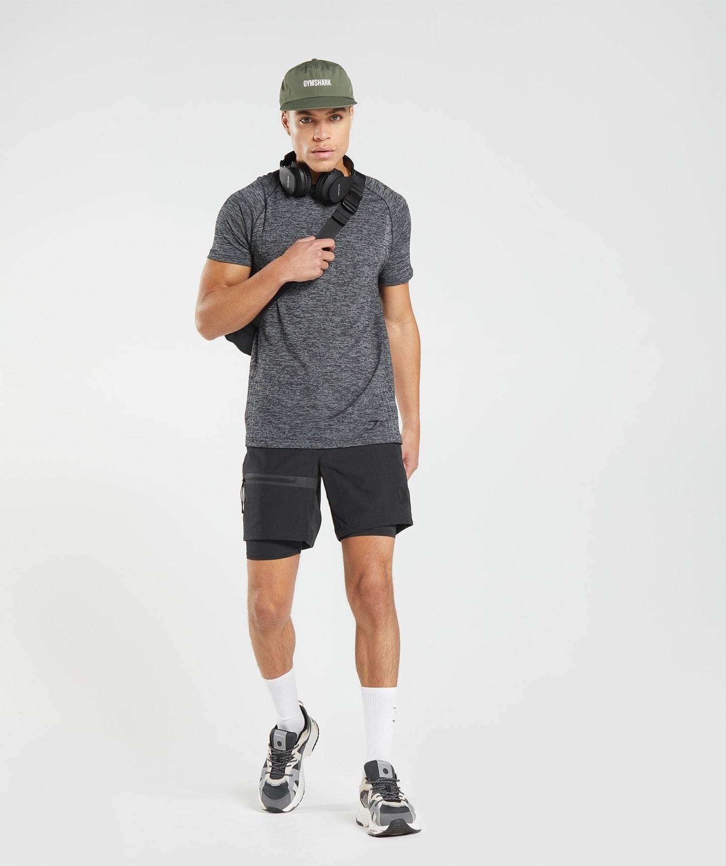 Gymshark Retake Seamless T-Shirt - Black/White Marl