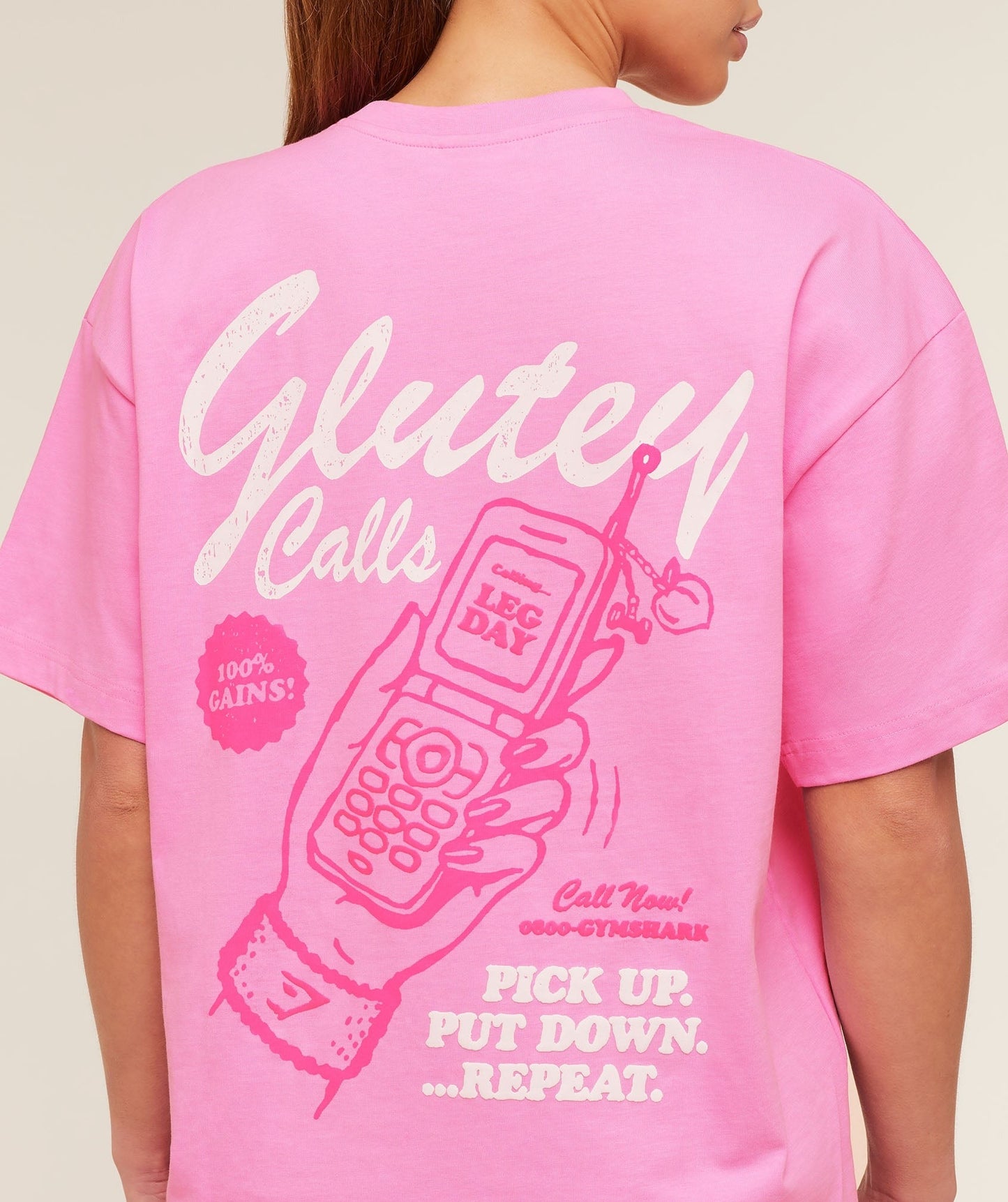 Gymshark Glutey Calls Graphic T-Shirt - Focus Pink