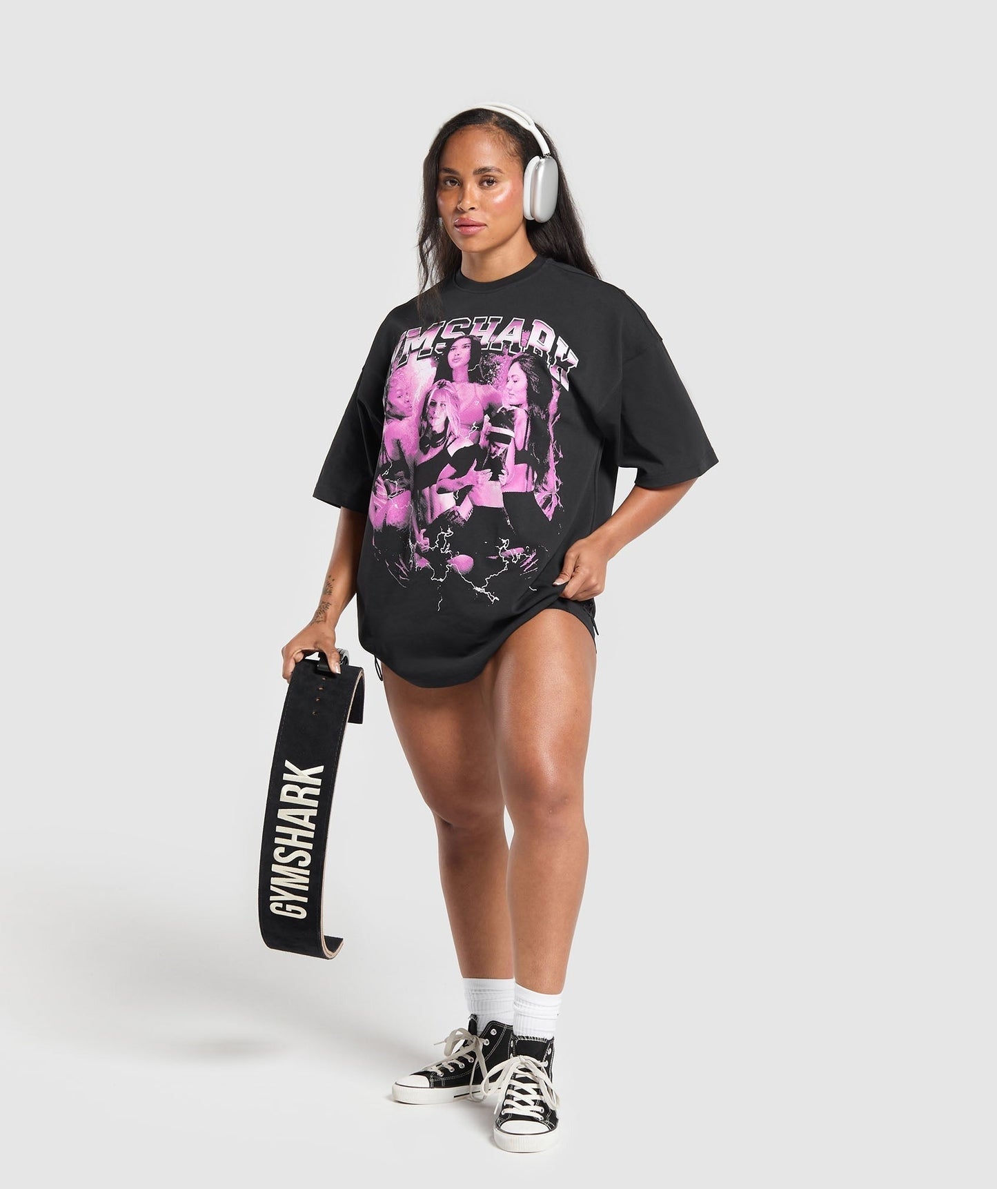 Gymshark Women Athlete Bootleg Graphic T-Shirt - Black