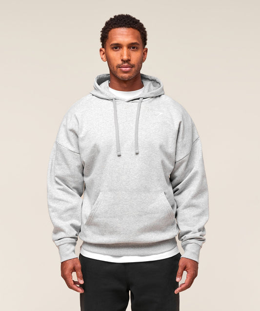Gymshark Crest Oversized Hoodie - Light Grey Marl