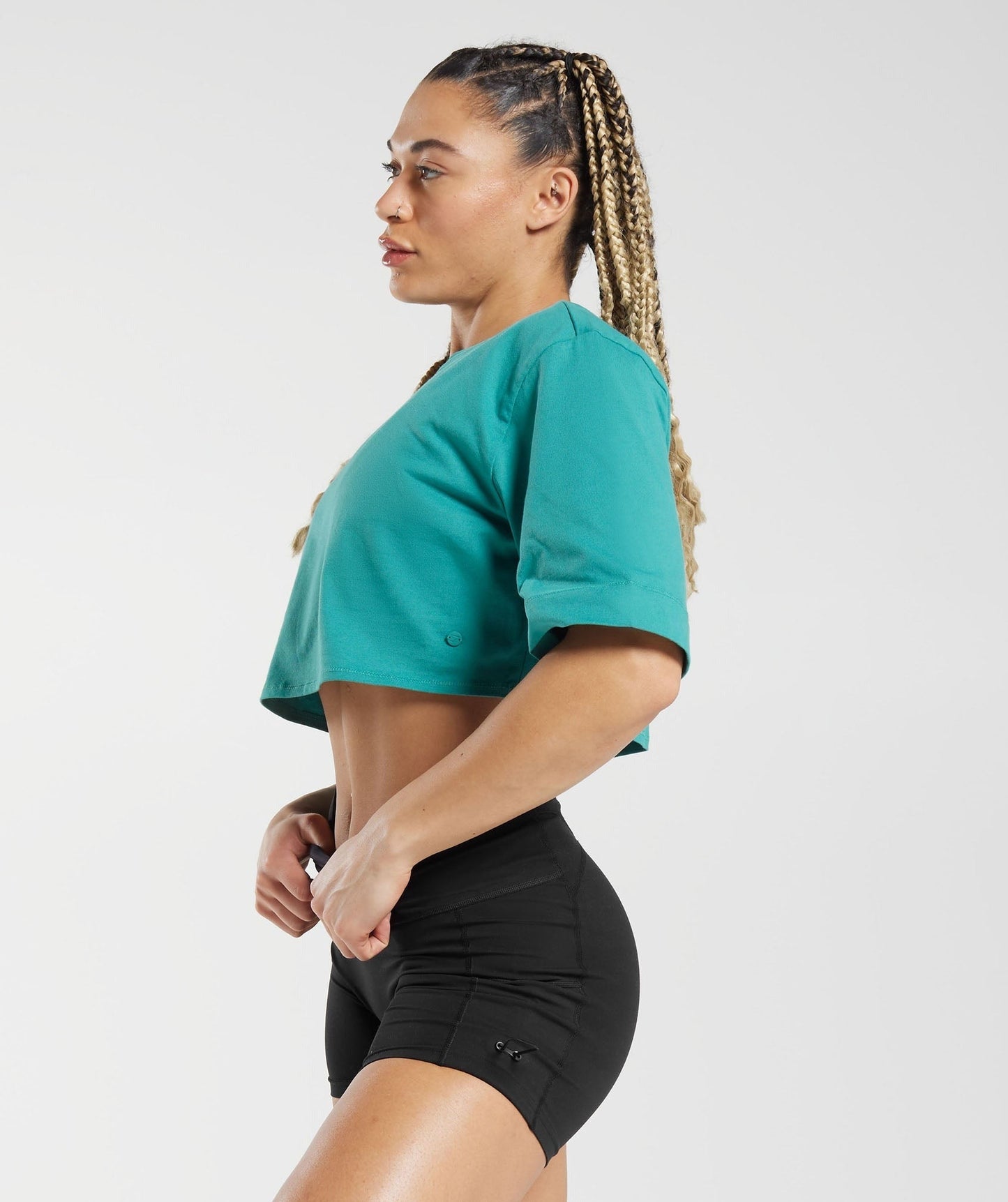 Gymshark Cotton Boxy Crop Top - Jewel Green