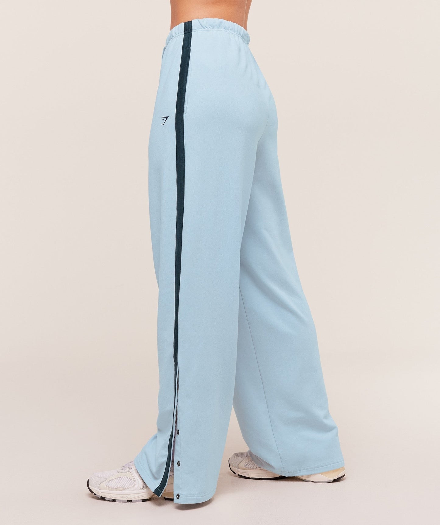 Gymshark Retro Stripe Snap Pants - Smoke Blue/Deep Petrol Blue