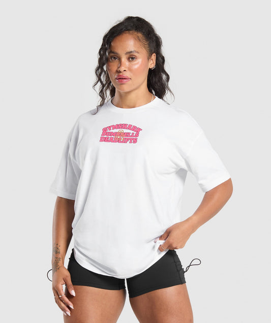 Gymshark Dumbells & Deadlifts Oversized T-Shirt - White