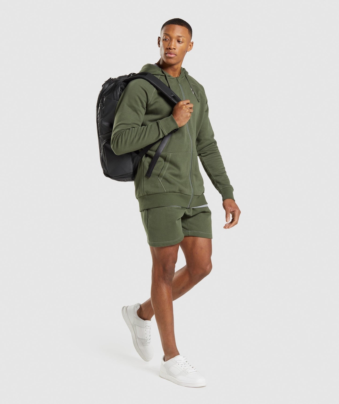 Gymshark Crest Zip Up Hoodie - Core Olive