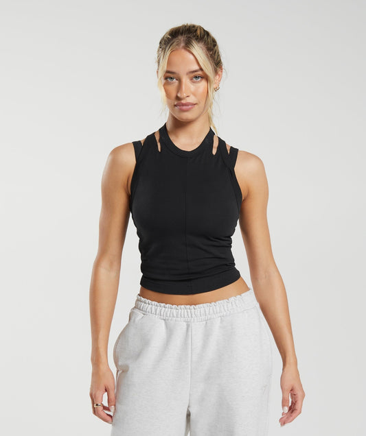 Gymshark Cotton Strappy Midi Tank - Black