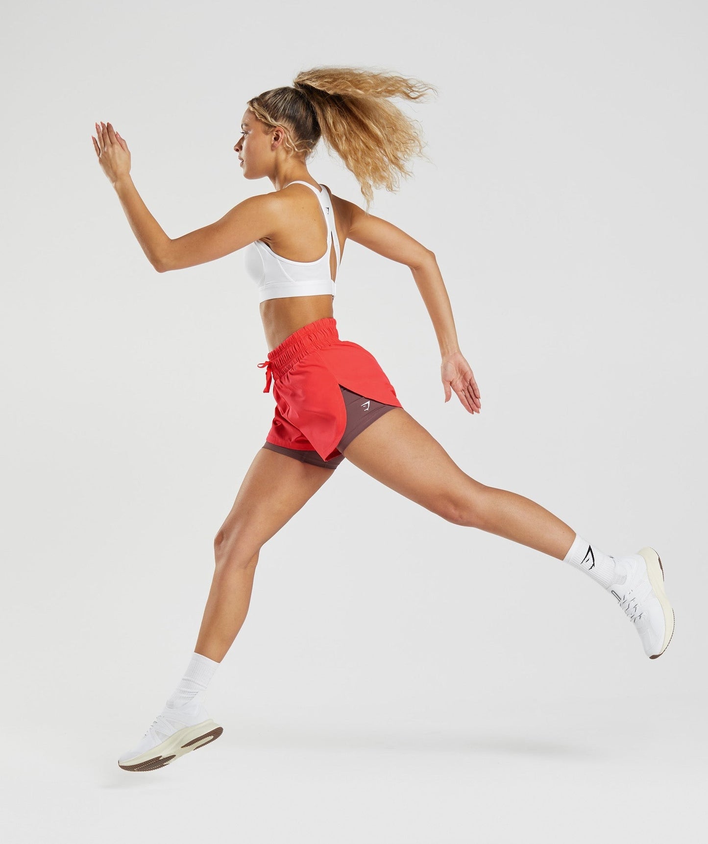 Gymshark RUNNING 2 IN 1 SHORTS - Fluo Bold Pink/Magenta Brown